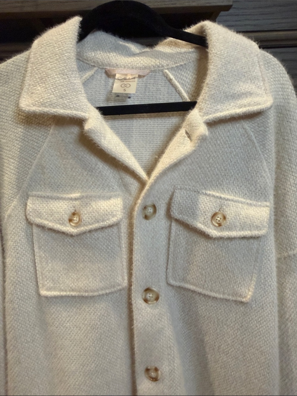 CALIA by Carrie Underwood Ivory Button-Front Teddy Jacket - Picture 3 of 5